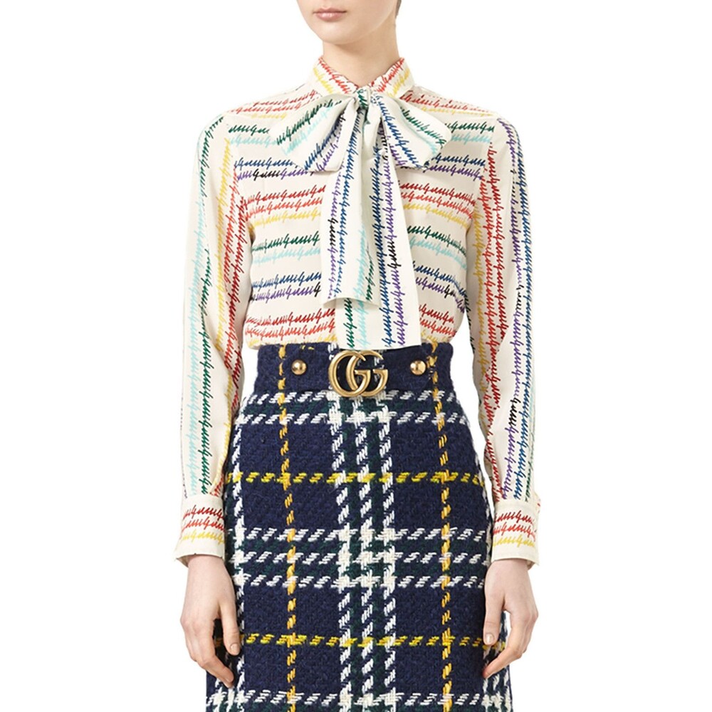 GUCCI Bow printed silk shirt, IT 40, IS 4, NWT